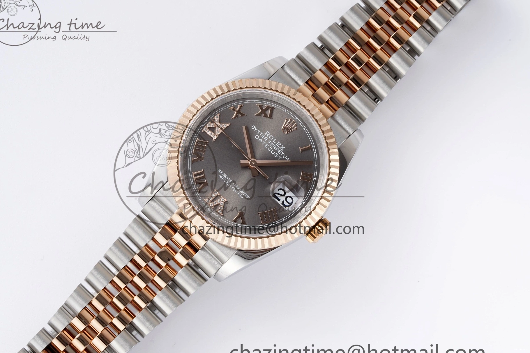 Gray Markers Bracelet Dial 126231 RG 36 DateJust JDF Plated Jubilee 904L RG Steel Roman V2 SS on 1218